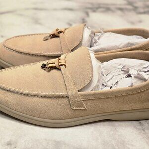 Beige Suede Loafers